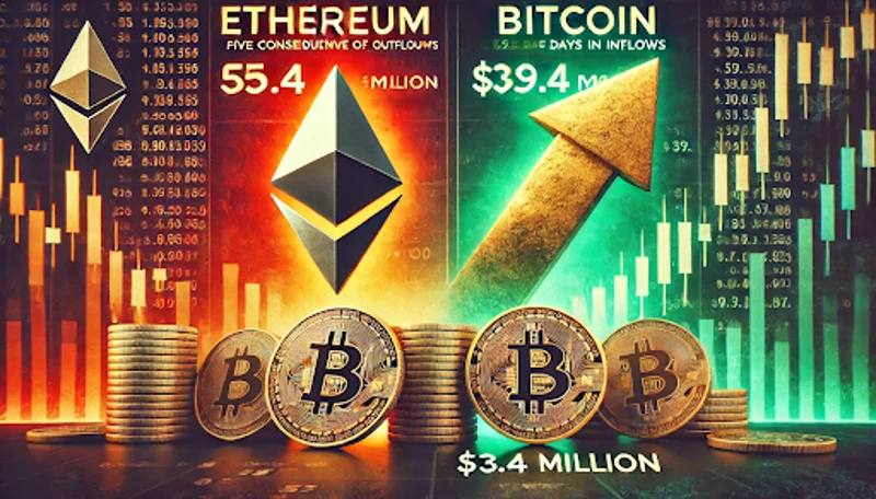 ETF-ji Bitcoin vodijo v pritokih v primerjavi z odlivom Ether.